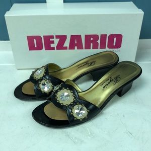 Dezario diamond‎ & studded Women's heel Slide Sandals Made in USA Size 8